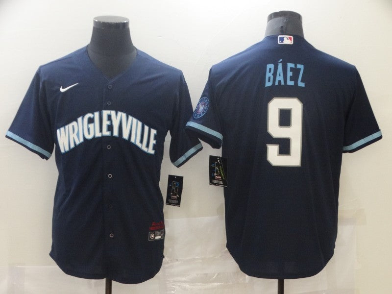 Javier Baez Chicago Cubs navy City Connect jersey