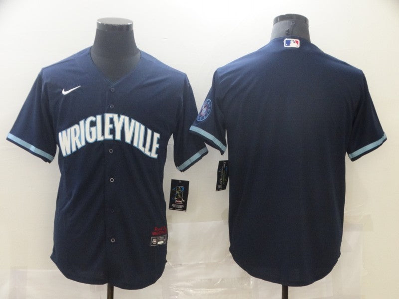 Custom Chicago Cubs navy City Connect jersey