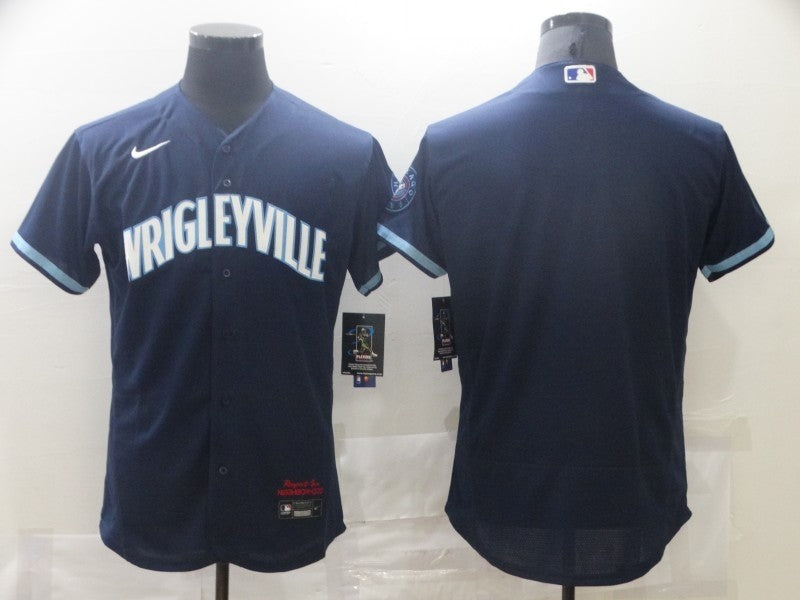 Custom Chicago Cubs navy City Connect jersey