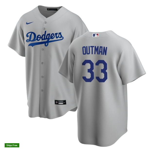 James Outman Los Angeles Dodgers gray jersey