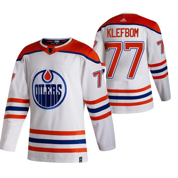 Oscar Klefblom Edmonton Oilers white Reverse Retro jersey