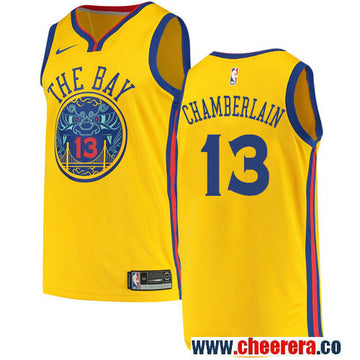 Wilt Chamberlain Golden State Warriors gold jersey