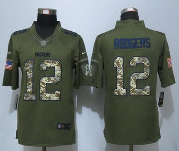 Aaron Rodgers Green Bay Packers green Salute To Service jersey