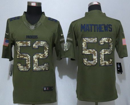 Clay Matthews Green Bay Packers green Salute To Service jersey