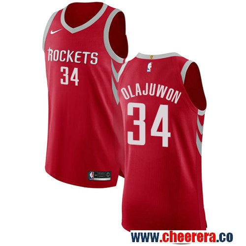 Hakeem Olajuwon Houston Rockets red jersey