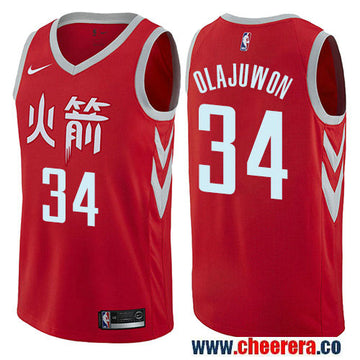 Hakeem Olajuwon Houston Rockets red jersey