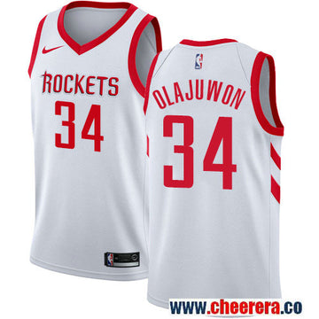 Hakeem Olajuwon Houston Rockets white jersey