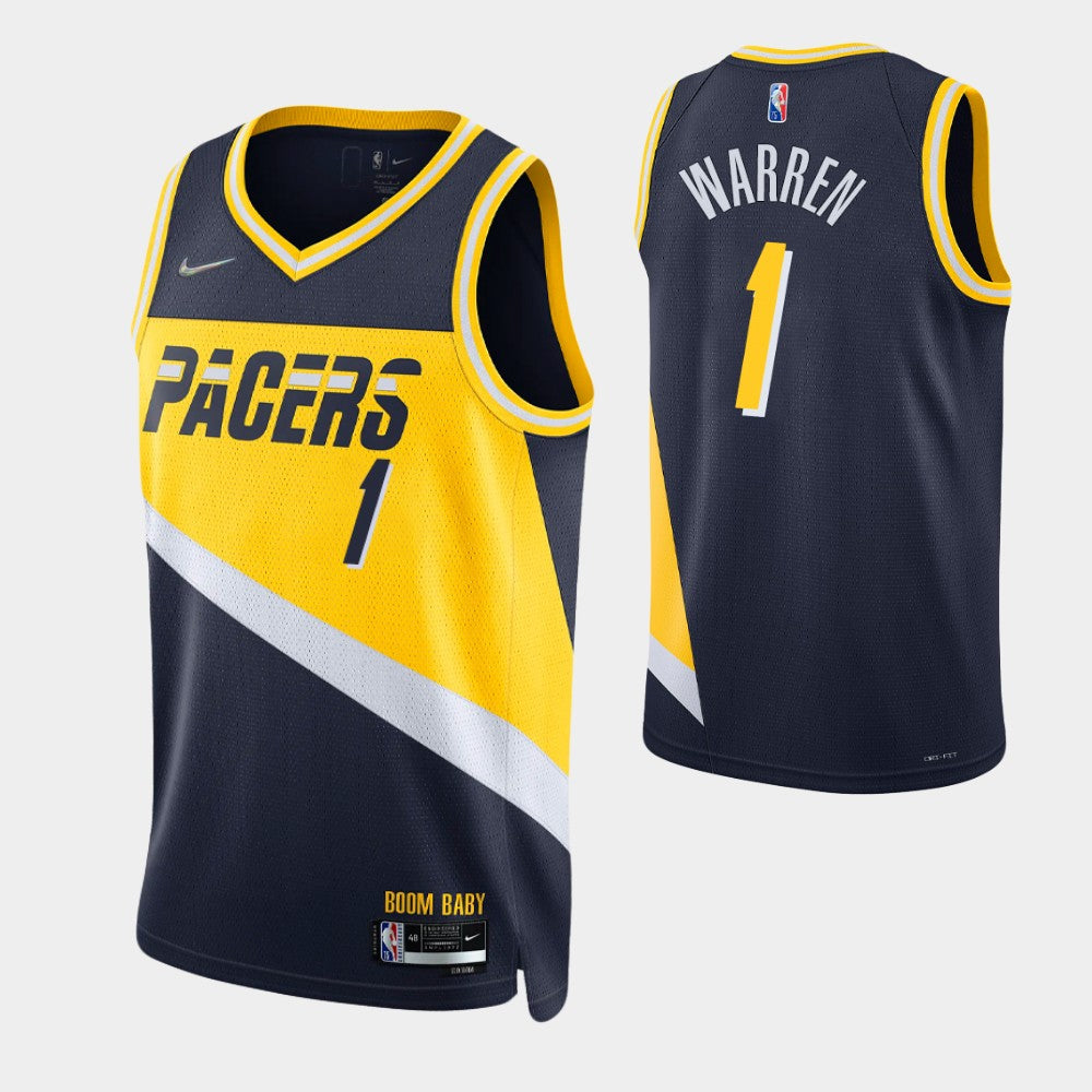 Warren Indiana Pacers navy jersey