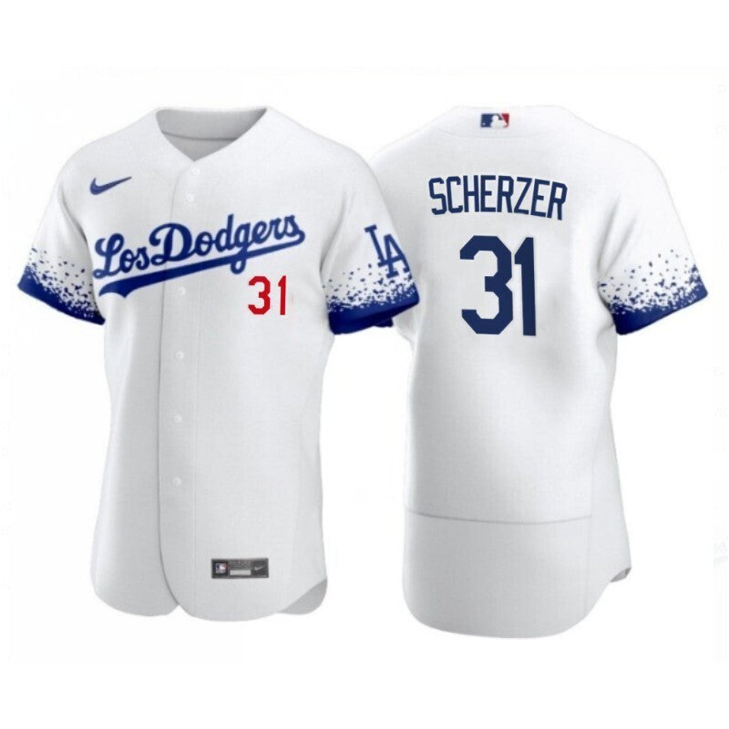 Max Scherzer Los Angeles Dodgers white City Connect jersey