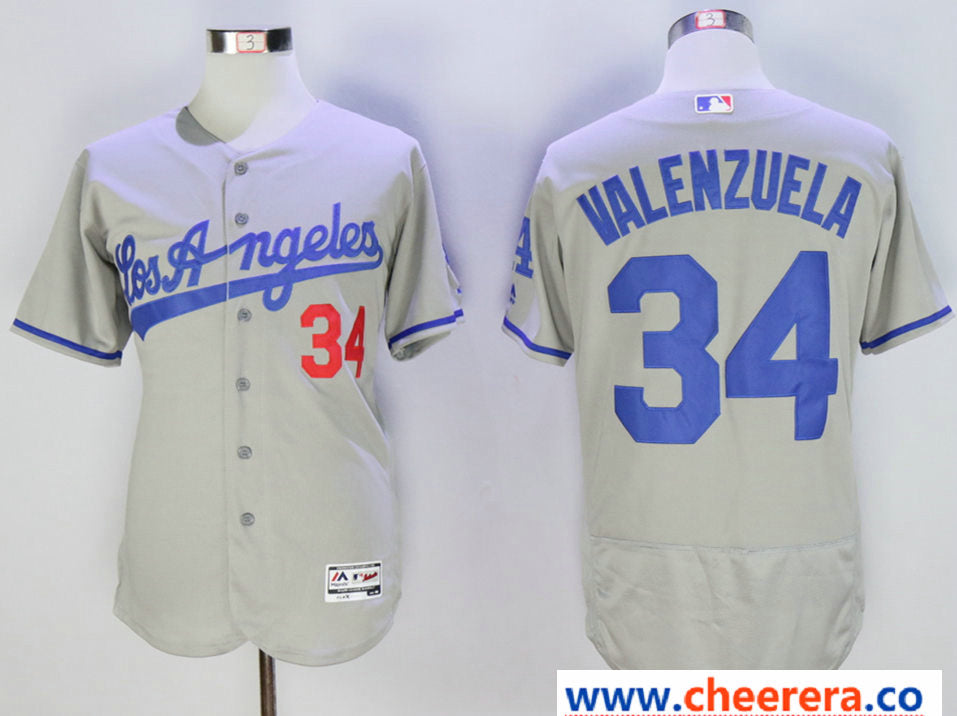Fernando Valenzuela Los Angeles Dodgers grey jersey