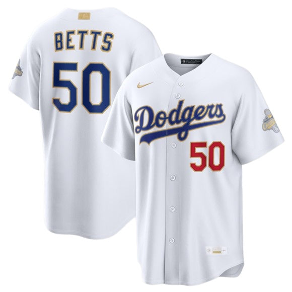 Mookie Betts Los Angeles Dodgers white jersey