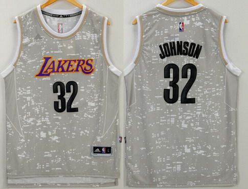 Magic Johnson Adidas Los Angeles Lakers gray jersey