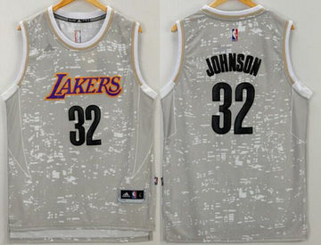 Magic Johnson Adidas Los Angeles Lakers gray jersey