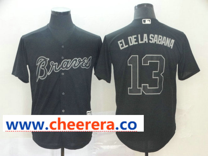 MLB Ronald Acuna Jr El De La Sabana Atlanta Braves black jersey