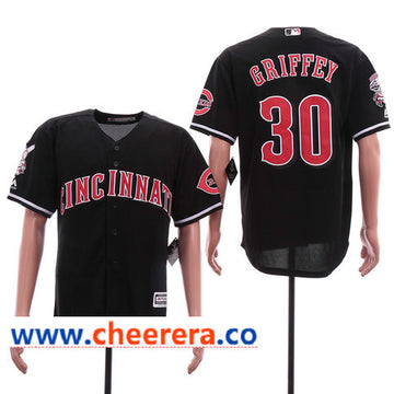 MLB Ken Griffey Jr Cincinnati Reds black jersey