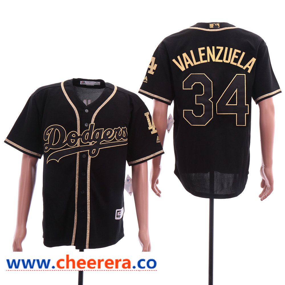MLB Fernando Valenzuela Los Angeles Dodgers black jersey