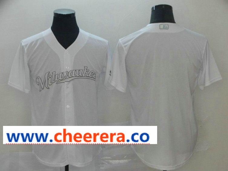 MLB Blank Milwaukee Brewers white jersey