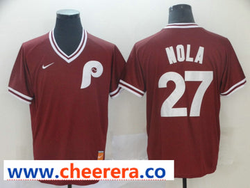 MLB Aaron Nola Philadelphia Phillies red Throwback jersey