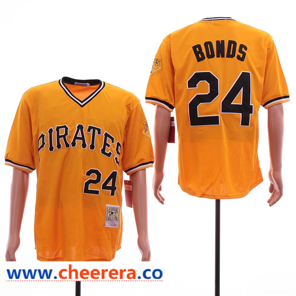 MLB Barry Bonds Pittsburgh Pirates orange Cooperstown jersey