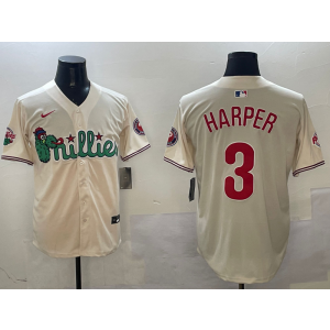 MLB Phillie MLB Phillie 3 Bryce Harper cream jersey