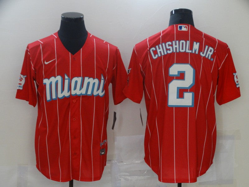 Jazz Chisholm Jr Miami Marlins red City Connect jersey