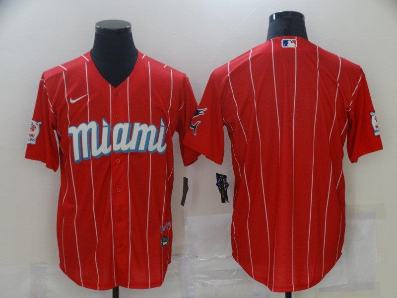 Custom Miami Marlins red City Connect jersey