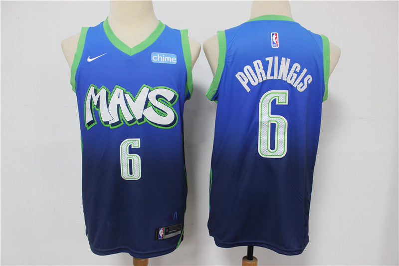 Kristaps Porzingis Dallas Mavericks blue jersey
