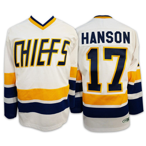 Steve Hanson Hanson Brothers Charlestown Kansas City Chiefs Home jersey