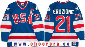 Mike Eruzione Team USA Hockey royal Throwback jersey