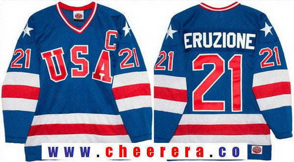 Mike Eruzione Team USA Hockey royal Throwback jersey