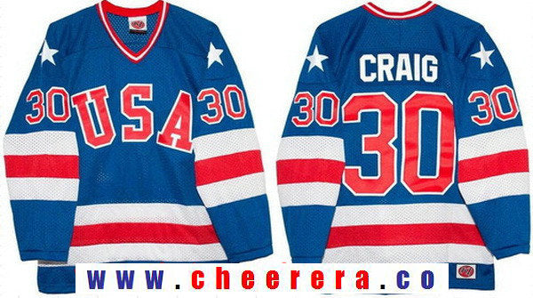 Jim Craig Team USA Hockey royal Throwback jersey
