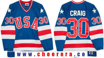 Jim Craig Team USA Hockey royal Throwback jersey