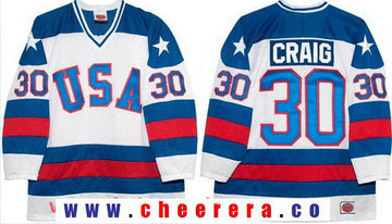 Jim Craig Team USA Hockey white Throwback jersey