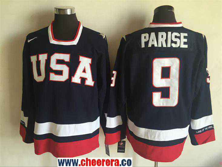 Zach Parise Nike Team USA Hockey navy Throwback jersey