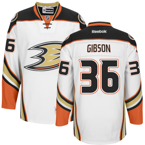 John Gibson Anaheim Ducks white Away jersey