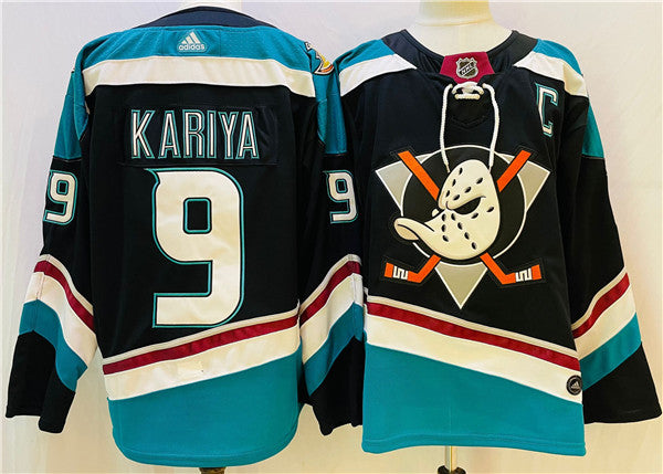 Paul KariyaBlack Anaheim Ducks teal jersey