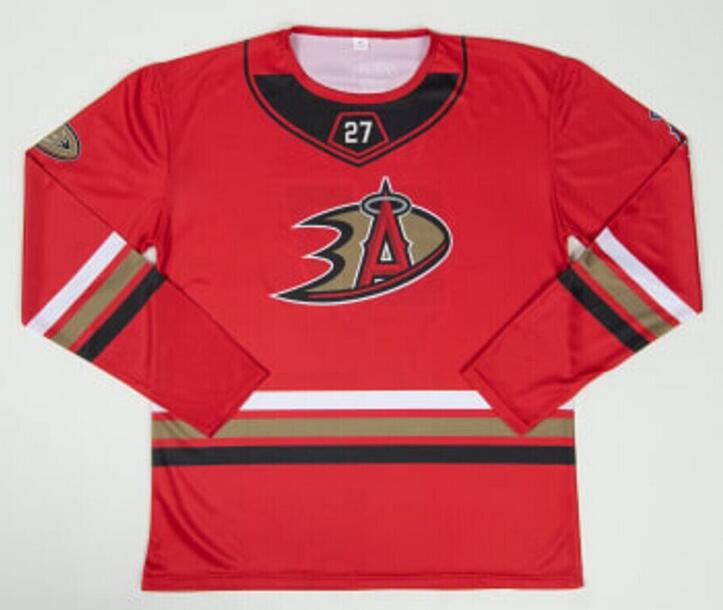 Anaheim Ducks X Mike Trout Los Angeles Angels red jersey