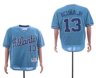 Ronald Acuna Jr Atlanta Braves blue Throwback jersey