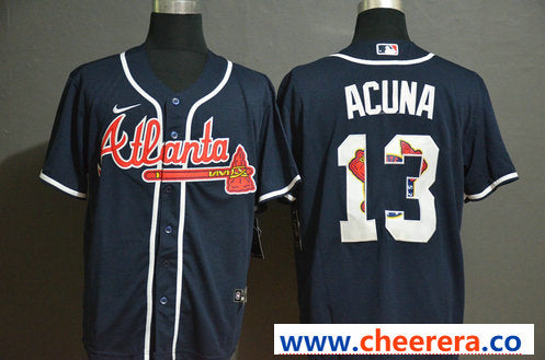 Ronald Acuna Jr Nave Atlanta Braves Fashion jersey
