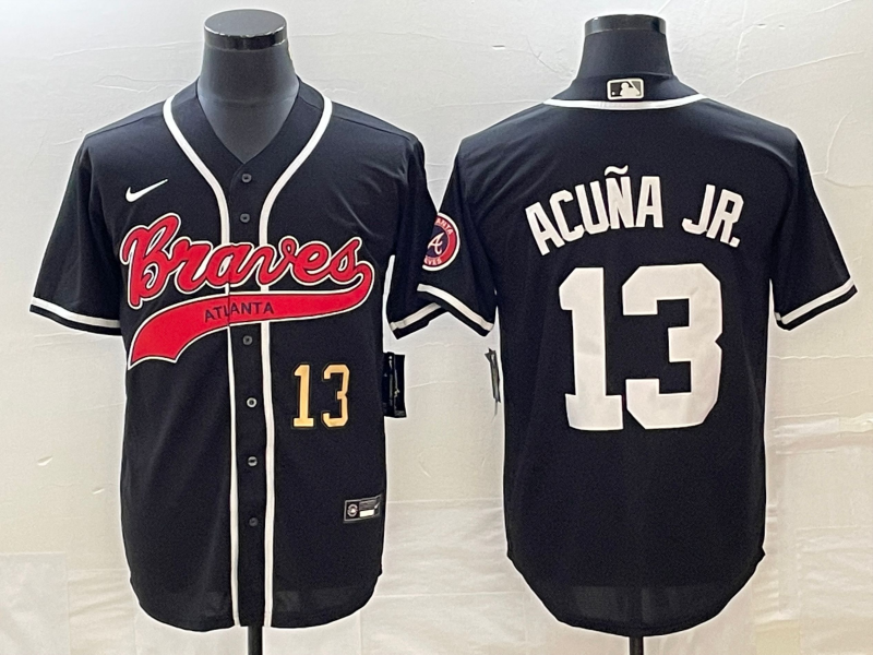 Ronald Acuna Jr Number Atlanta Braves black jersey