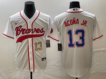 Ronald Acuna Jr Number Atlanta Braves white jersey