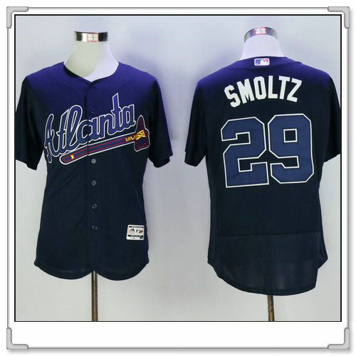 John Smoltz Atlanta Braves navy Road jersey