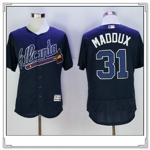 Greg Maddux Atlanta Braves navy Road jersey