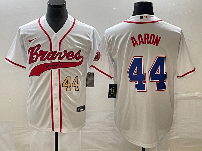 Hank Aaron Number Atlanta Braves white jersey