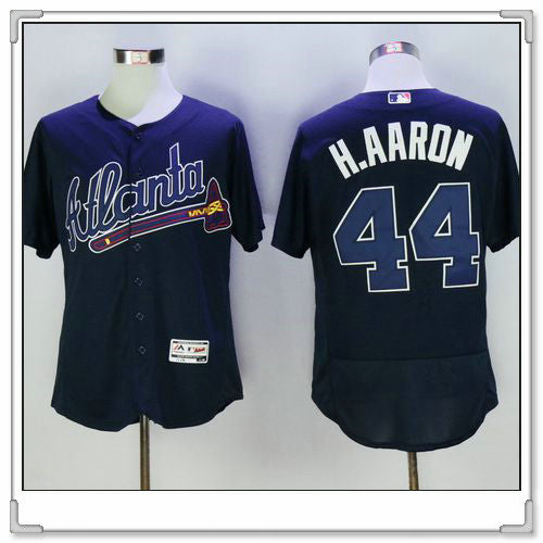 Hank Aaron Atlanta Braves navy Road jersey