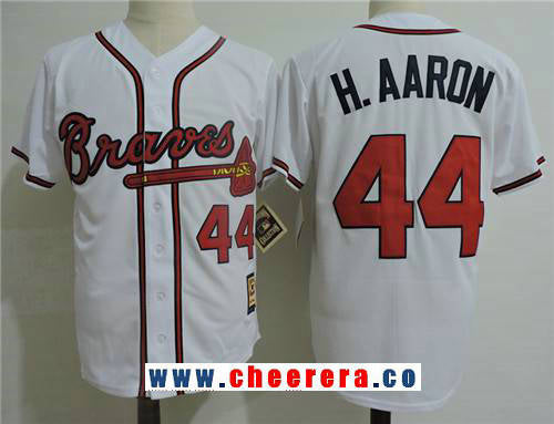Hank Aaron Atlanta Braves white Cooperstown jersey