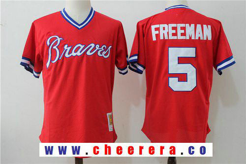 Freddie Freeman Atlanta Braves red Throwback jersey