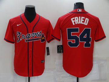 Max Fried Atlanta Braves red jersey