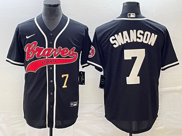 Dansby Swanson Number Atlanta Braves black jersey