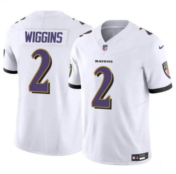 Nate Wiggins Baltimore Ravens white Vapor jersey